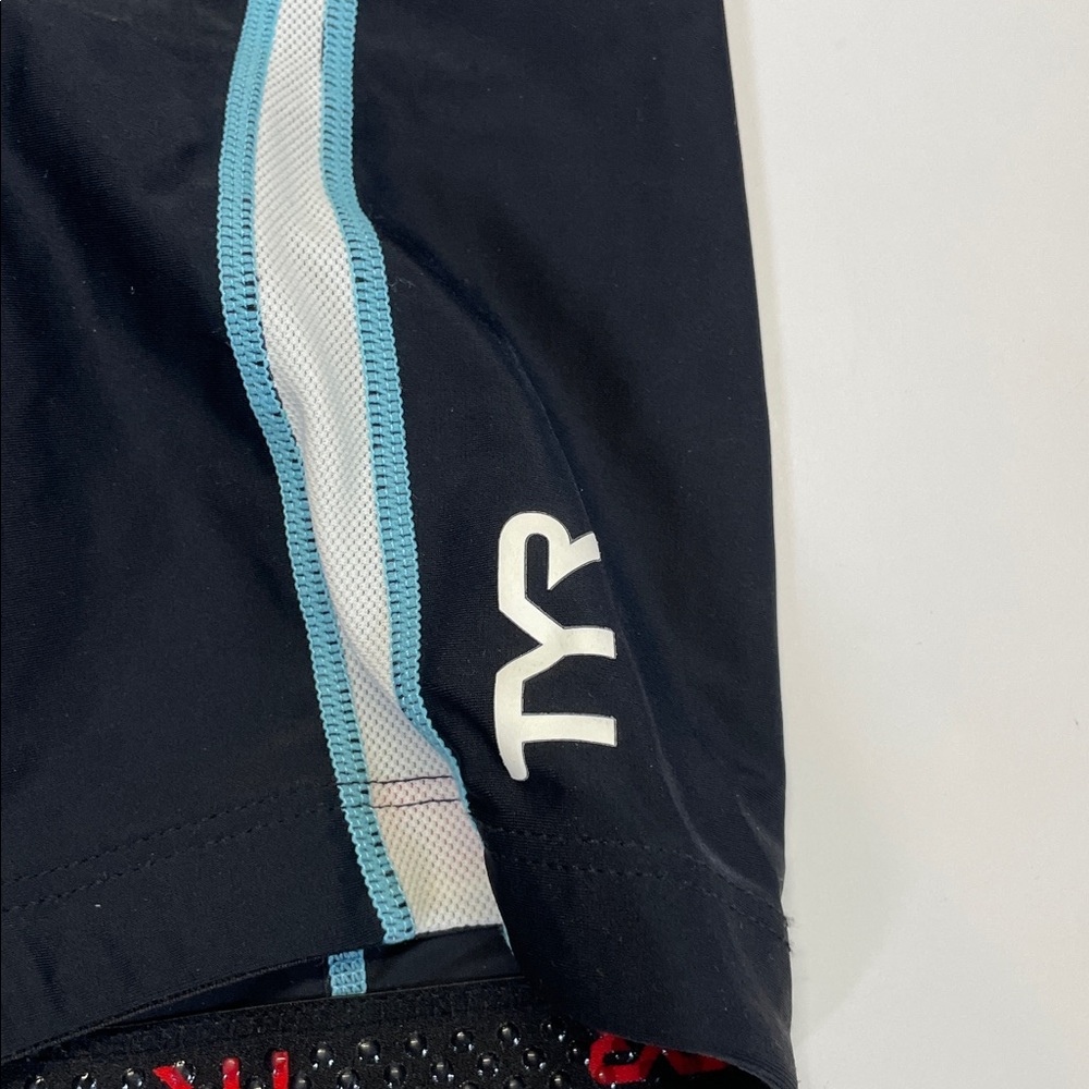 TYR Womens Padded Cycling Shorts Black Blue Bike Shorts Size Large - Picture 2 of 9